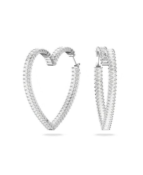 Crystal Heart Large Matrix Hoop Earrings