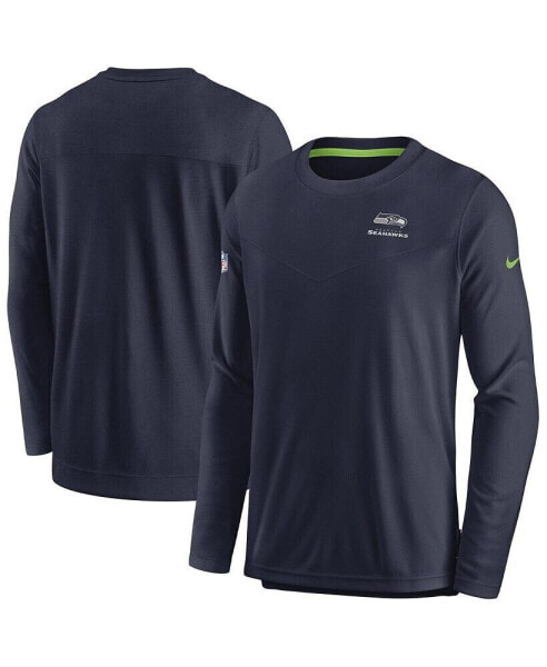 Men's College Navy Seattle Seahawks Sideline Lockup Performance Long Sleeve T-shirt