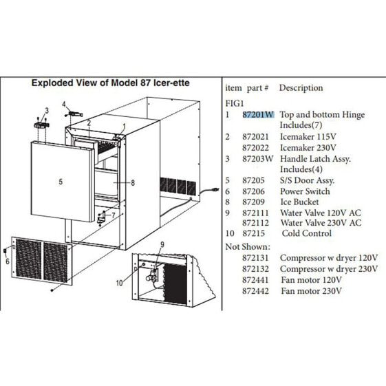 RARITAN ENGINEERING Cooler Upper&Lower Hinge