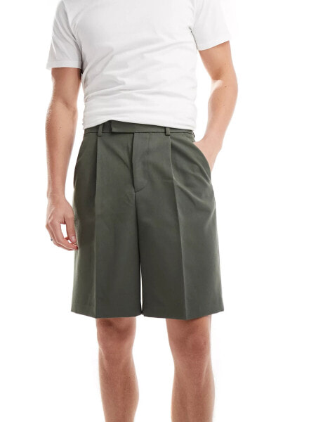 ASOS DESIGN smart wide leg shorts in green