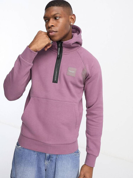 Marshall Artist insignia half zip hoodie in purple