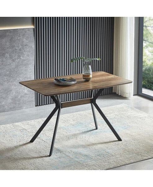 MDF Dining Table with Black Metal Legs
