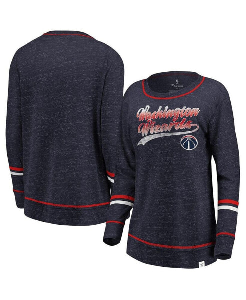 Women's Navy and Red Washington Wizards Dreams Sleeve Stripe Speckle Long Sleeve T-shirt