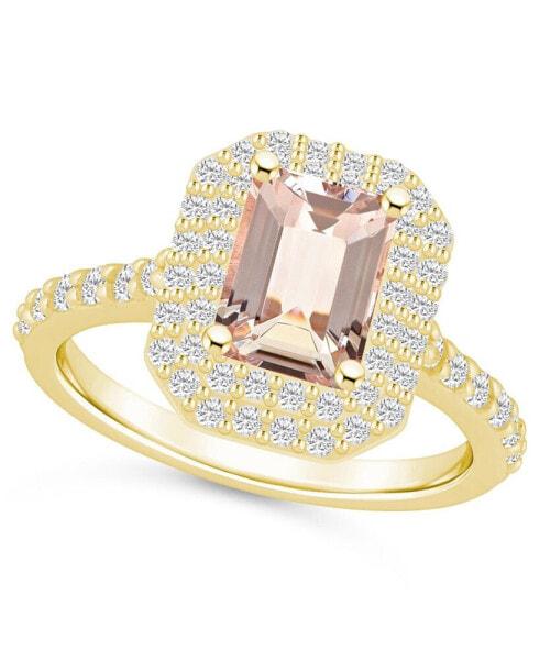 Morganite and Diamond Halo Ring