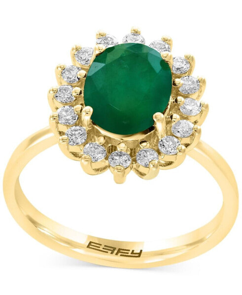 EFFY® Sapphire (1-7/8 ct. t.w.) & Diamond (3/8 ct. t.w.) Halo Ring in 14k Gold (Also available in Emerald and White Gold)