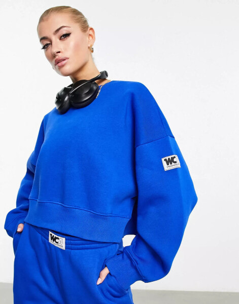 ASOS Weekend Colletive boxy sweatshirt in cobalt