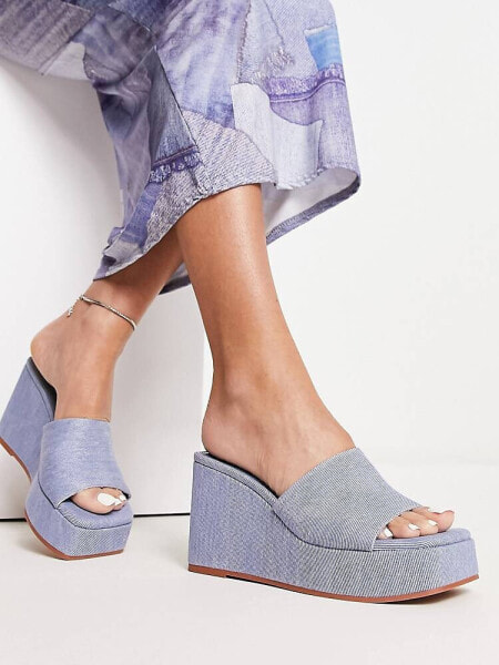 ASOS DESIGN Teo wedge mules in denim