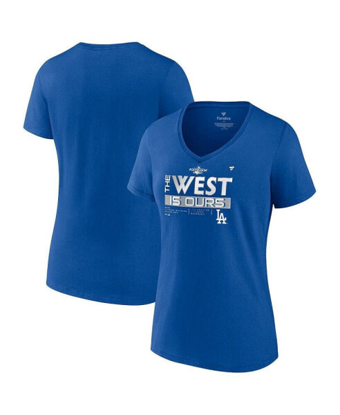 Women's Royal Los Angeles Dodgers 2022 NL West Division Champions Plus Size V-Neck T-shirt