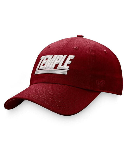 Men's Red Temple Owls Slice Adjustable Hat