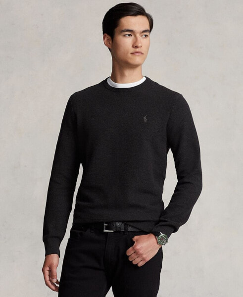 Men's Textured Cotton Crewneck Sweater