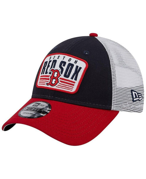 Men's Navy Boston Red Sox Two-Tone Patch 9FORTY Snapback Hat