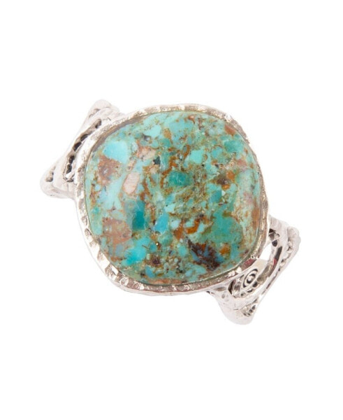 Hypnosis Genuine Turquoise and Sterling Silver Abstract Ring