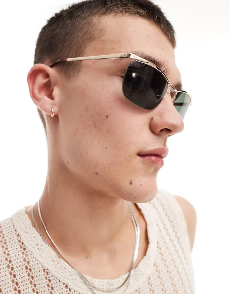 ASOS DESIGN rimless sunglasses in gold