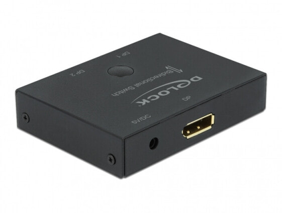 Delock DisplayPort 2 - 1 Switch bidirectional 8K 30 Hz - Black - Metal - 1 m - 7680 x 4320 pixels - 7680 x 4320 pixels - 30 Hz