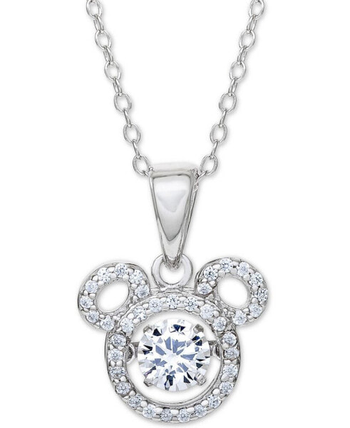 Disney cubic Zirconia Mickey Mouse 15"+2" extender Pendant Necklace in Sterling Silver