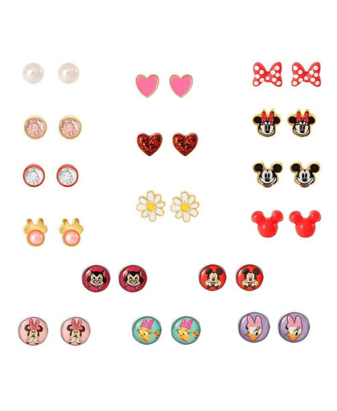 Mickey, Minnie Mouse & Friends Stud Earrings Pack of 16 Pairs - Officially Licensed Disney Earrings for Daily Wear