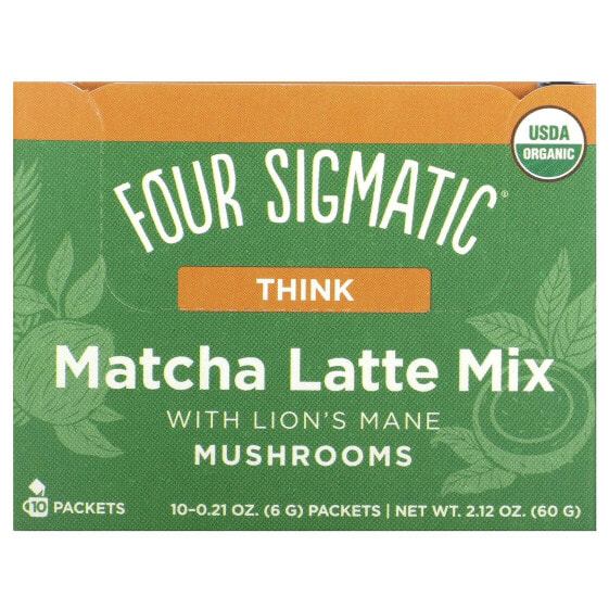 Think, Organic Matcha Latte Mix with Lion's Mane Mushrooms, 10 Packets, 0.21 oz (6 g) Each