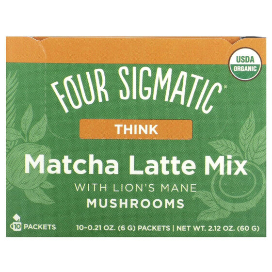 Four Sigmatic, Think, смесь матча латте с ежовиком гребенчатым, 10 пакетиков по 6 г (0,21 унции)