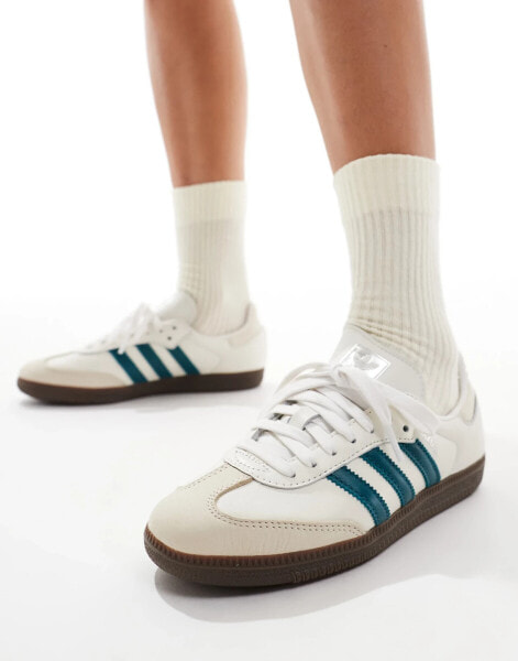 adidas Originals Samba OG in white and teal