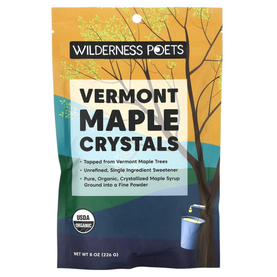 Wilderness Poets, органический вермонтский кленовый сироп в кристаллах, 226 г (8 унций)