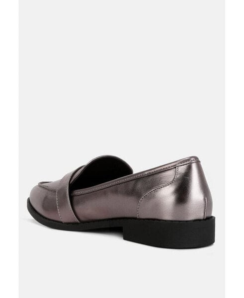 haruka metallic faux leather loafers