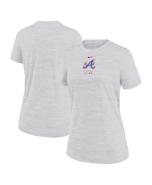 Women's White Atlanta Braves City Connect Practice Velocity T-shirt