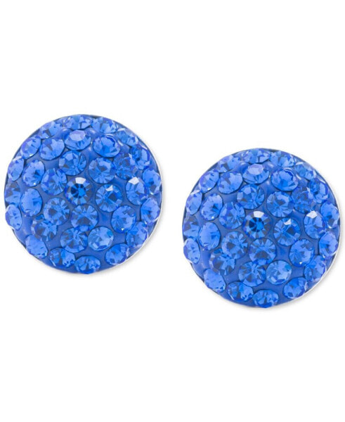 Crystal Pave Stud Earrings in Sterling Silver. Available in Clear, Blue, Gray, Red or Multi