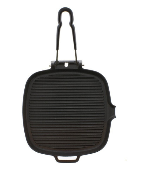 French Cast Iron 9" Square Grill With Folding Handle