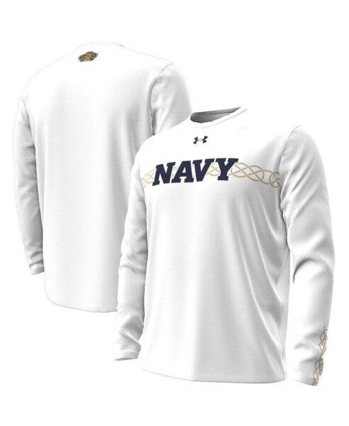 Men's White Navy Midshipmen 2023 Aer Lingus College Football Classic Performance Long Sleeve T-shirt