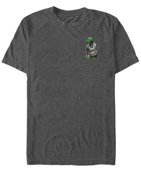 Star Wars Men's Yoda Staff Left Chest Short Sleeve T-Shirt