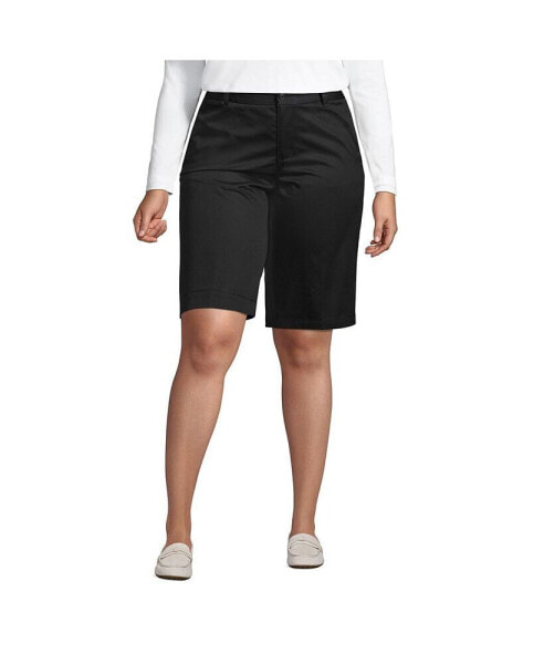 Plus Size School Uniform Plain Front Blend Chino Shorts