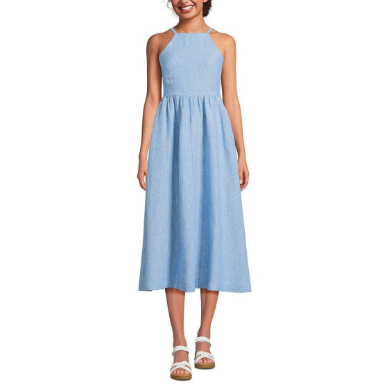 Women's Linen Sleeveless Midi Dress