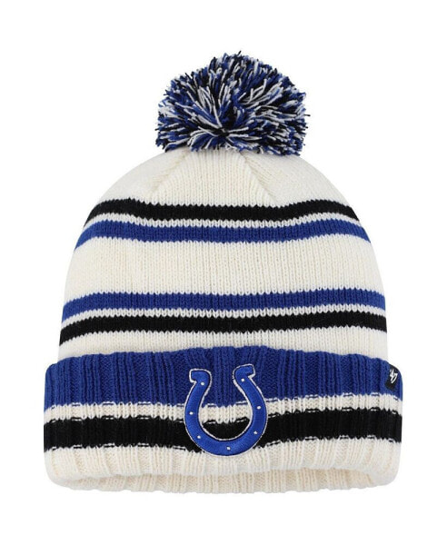 Big Boys and Girls Cream Indianapolis Colts Driftway Cuffed Knit Hat with Pom