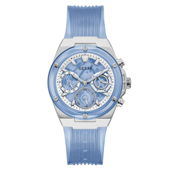 GUESS Ladies Sport Clear Multifunction 39mm Watch – Transparent Dial Rose G...