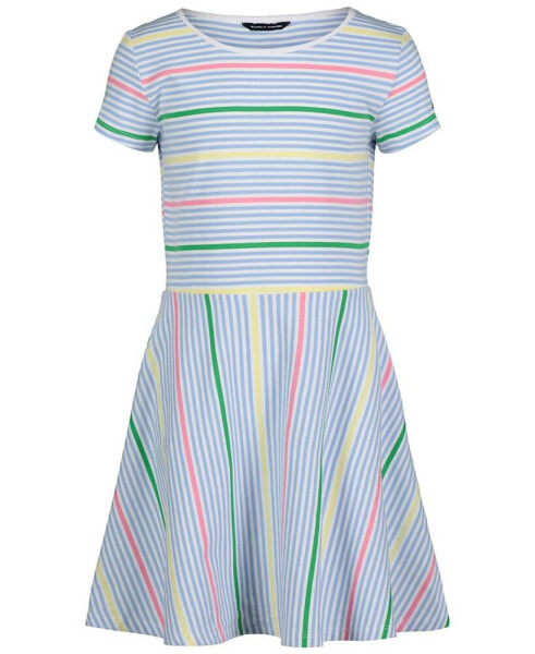 Toddler Girls Striped Jersey Short Sleeve Skater Dress