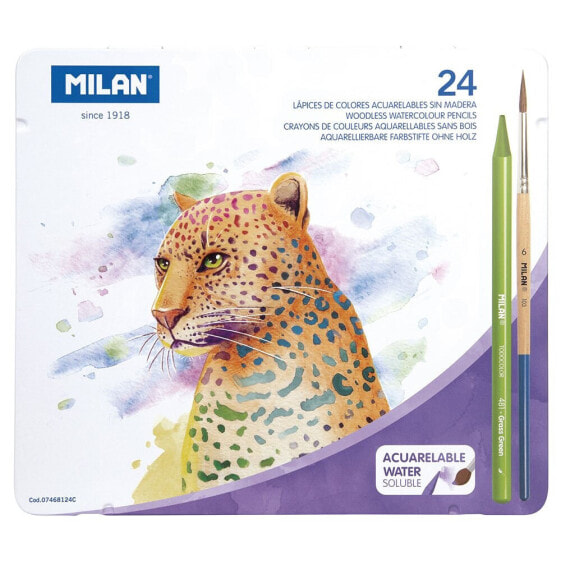 Развивающая игра MILAN Набор цветных карандашей 24 цвета 100% водорастворимый + 1 кисть