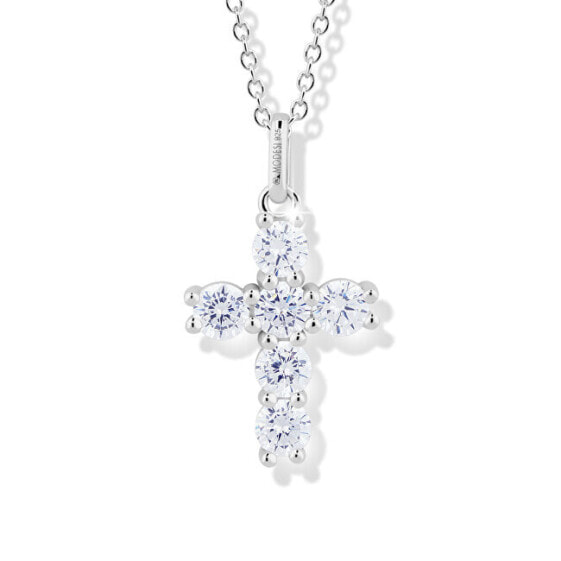 Charming silver necklace Cross with cubic zirconia M00541 (chain, pendant)