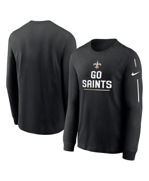 Men's Black New Orleans Saints Team Slogan Long Sleeve T-shirt