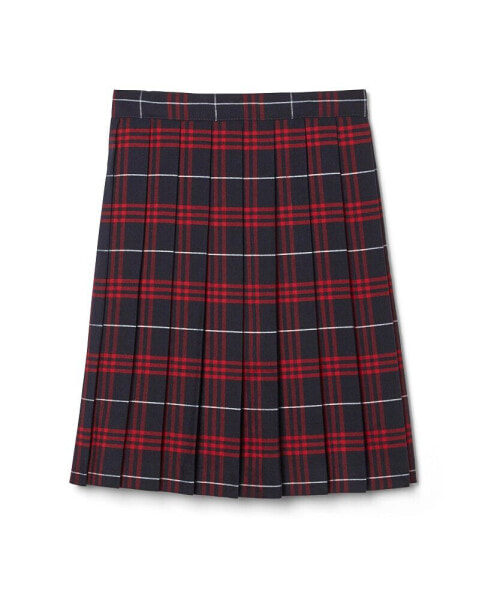 Little Girls Adjustable Waist Mid-Length Plaid Pleated Skirt