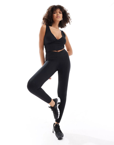 Nike Training One wrapped high waisted 7/8 leggings in black