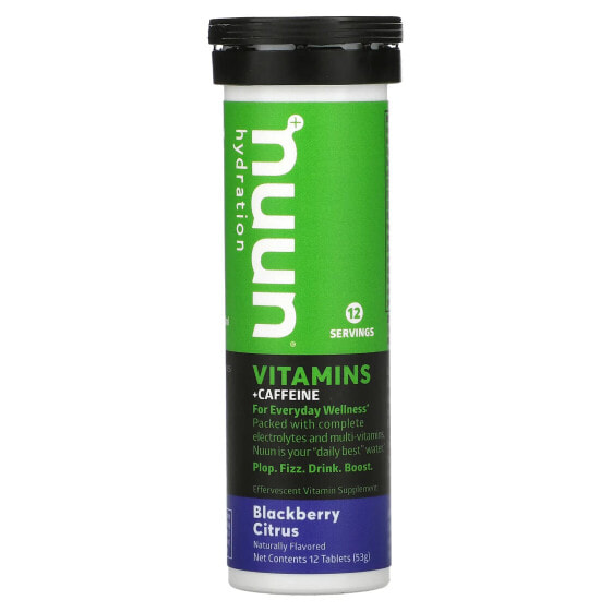 Витаминно-минеральные комплексы Nuun Гидратация, витамины + кофеин, эффервесцентный витаминный комплекс Черника Цитрус 12 штук