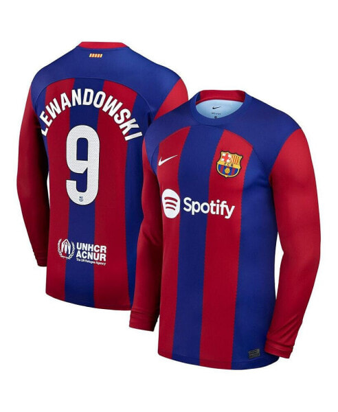 Men's Robert Lewandowski Royal Barcelona 2023/24 Home Replica Long Sleeve Jersey