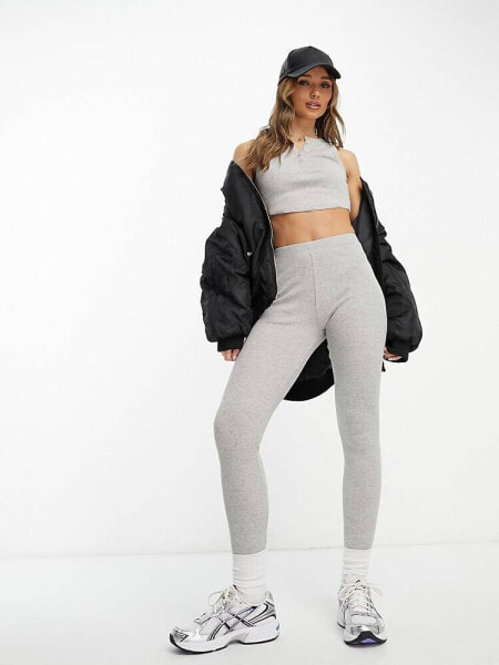 ASOS DESIGN rib legging co-ord in grey marl