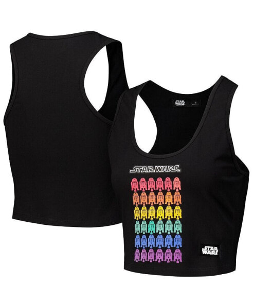 Women's R2-D2 Black Star Wars Rainbow Tri-Blend Tank Top