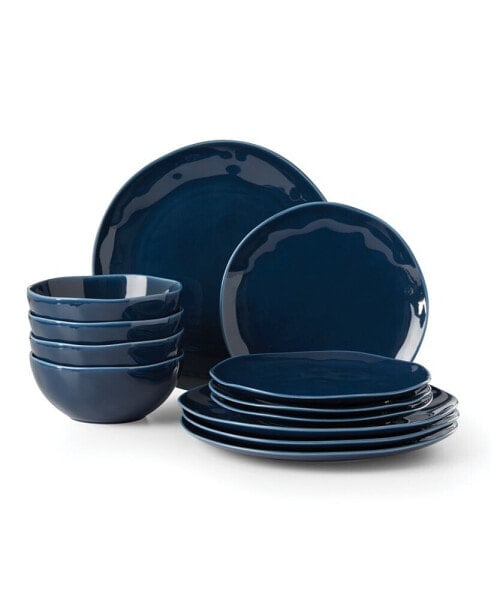 Bay Colors Solid 12 Piece Dinnerware Set, Service for 4