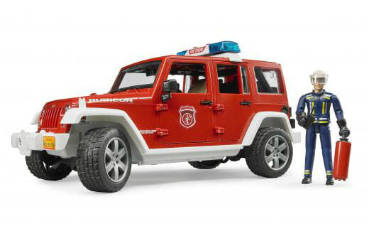 Машинка Bruder Jeep Wrangler Unlimited Rubicon с фигуркой пожарного, красный