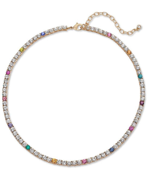 3mm Crystal Station All-Around Tennis Necklace, 15" + 3" extender, Created for Macy's