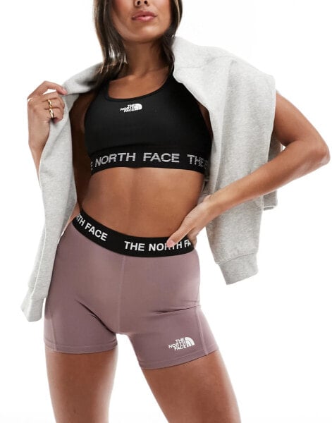 The North Face Training high waist bootie shorts in grey