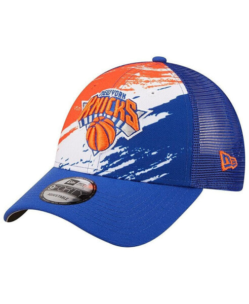 Бейсболка New Era мужская синяя с принтом New York Knicks Marble 9FORTY Trucker Snapback Hat