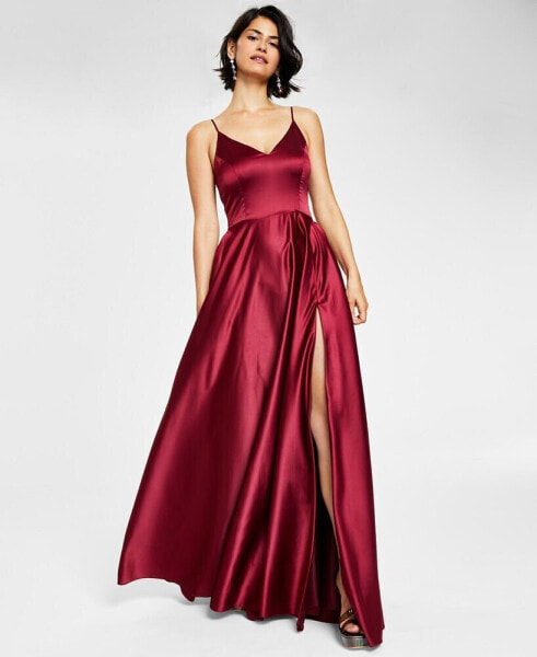 Вечернее платье B Darlin модель "В-образным вырезом из атласа", созданное для Macy's